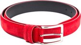 Owen Smith – Riem heren - Suede – Maat boog 105-120cm  – Kleur Rood - Italiaans leer