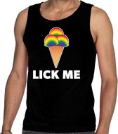 Lick me gaypride tanktop/mouwloos shirt - zwart homo singlet voor heren - Gay pride S
