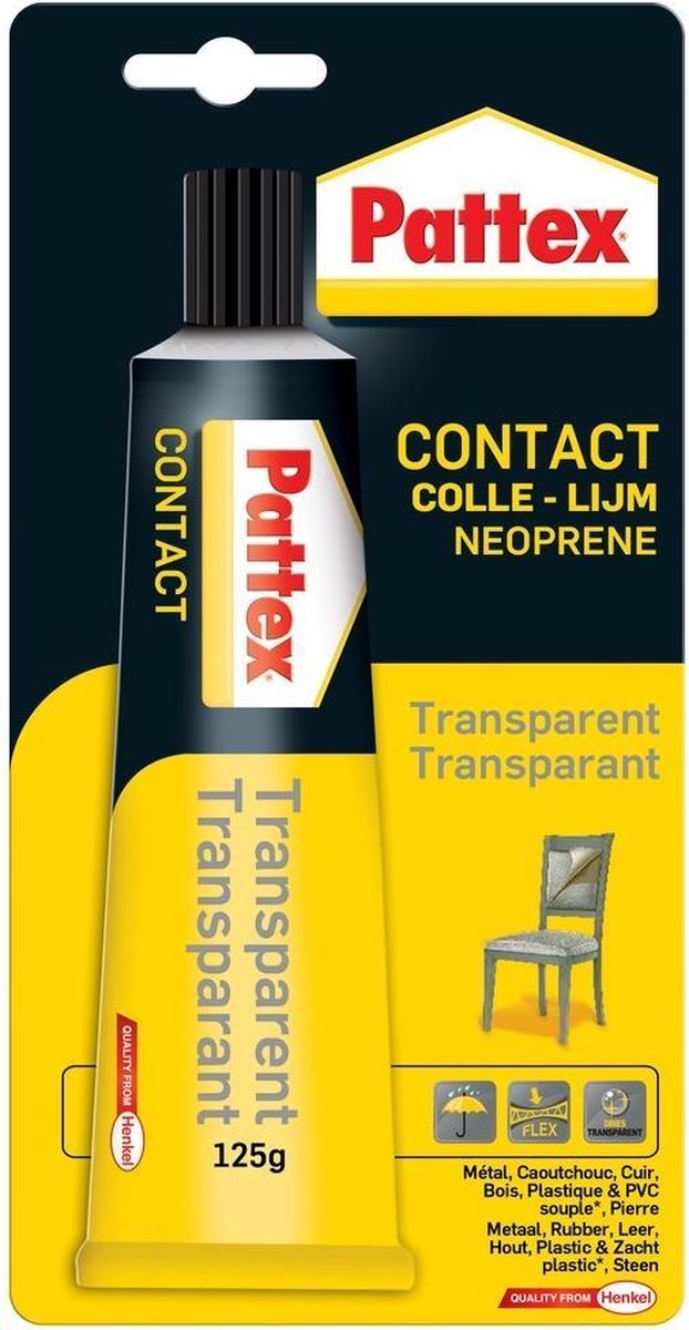Pattex Contactlijm Transparant 125 g - Contact lijm - Vloeibare lijm |  bol.com