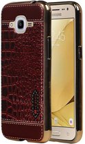 M-Cases Croco Design TPU Hoesje voor Galaxy J2 2016 Rood