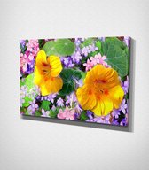 Colorful Flowers - 100 x 70 cm - Bloemen - Schilderij - Canvas - Slaapkamer - Wanddecoratie  - Slaapkamer - Foto op canvas