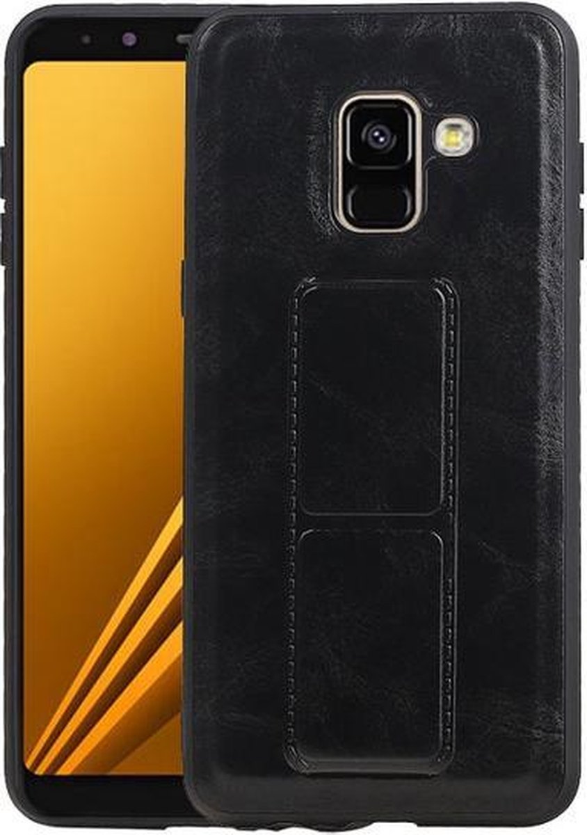 Grip Stand Hardcase Backcover voor Samsung Galaxy A8 (2018) Zwart