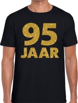95 jaar goud glitter verjaardag t-shirt zwart heren - verjaardag shirts M