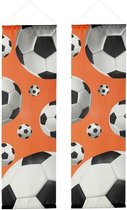Ensemble de 2 bannières en tissu avec modèle d'impression de football avec poteaux en aluminium et cordon de suspension