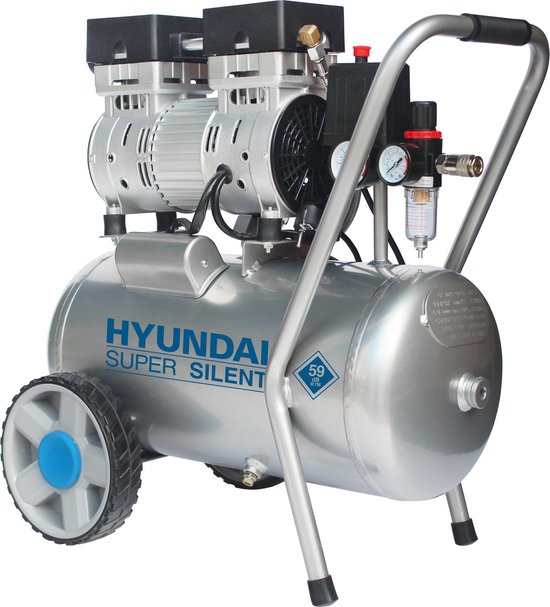 Hyundai stille compressor 24 liter met vochtafscheider