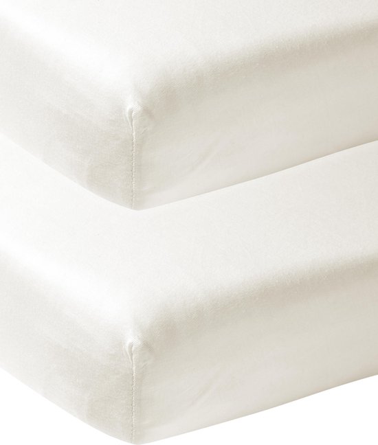 Meyco Baby Uni hoeslaken juniorbed - 2-pack - offwhite - 70x140/150cm