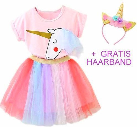Eenhoorn Meisjes Jurk Tutu Met Gratis Haarband - roze - Maat 104/110 |  bol.com
