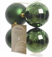 4x Donkergroene kunststof kerstballen 10 cm - Mat/glans - Onbreekbare plastic kerstballen - Kerstboomversiering donkergroen