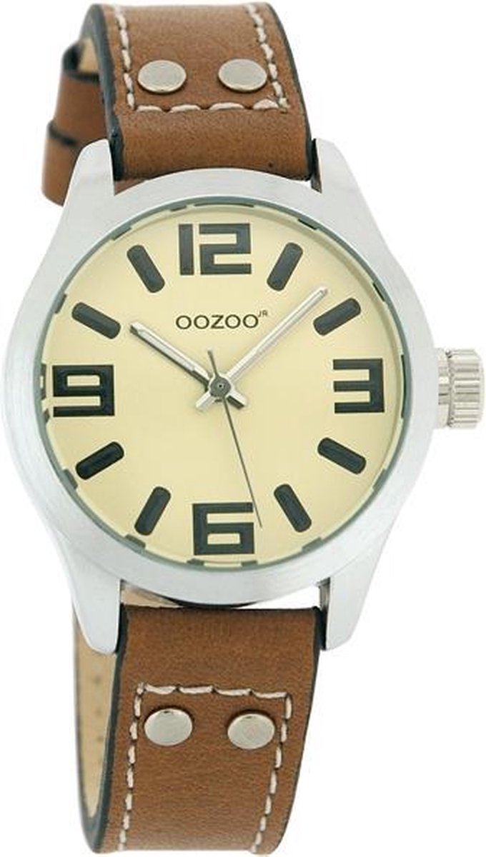 OOZOO Junior JR157 - Horloge Zwart Beige - 34mm