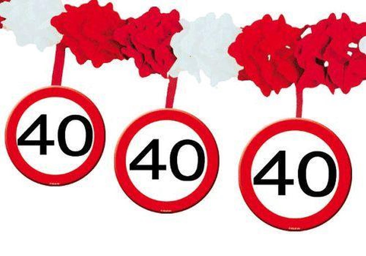 Slinger 40 jaar verjaardag - 4 meter - stopborden - papier/karton - feestslingers - feestartikelen/versiering — afbeelding 2