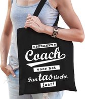 Cadeautas Bedankt coach voor het fanTAStische jaar zwart katoen - cadeautas voor coaches