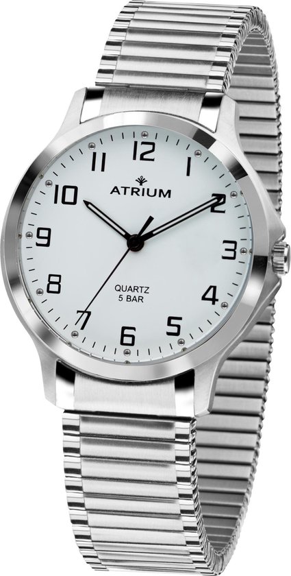 ATRIUM Horloge Dames - Zilver - Analoog - 5 bar Waterdicht - Flexibele maat door Edelstalen Rekband - Edelstalen horlogekast - Duidelijk - Mineraalglas - Quartz Uurwerk - A13-50