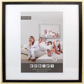 Tweekleurige Houten Wissellijst - Fotolijst - 40x40 cm - Helder Glas - Zwart / Blank - 20 mm