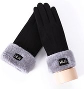 Suede Warme Handschoenen met Nep Bont | Zwart HLH