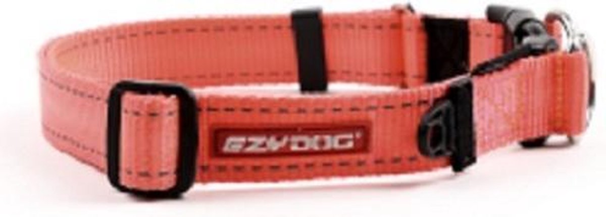 EzyDog Double Up Hundehalsband – Blaze Orange, Größe S (22-29 Cm), Mit Zwei D-Ringen, Reflektierend