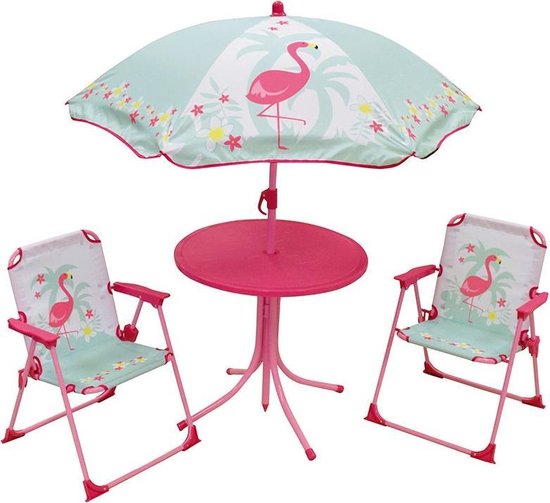 Overgave het laatste potlood Jemini Tuinset Met Parasol Flamingo Roze/mintgroen 4-delig | bol.com
