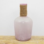 SENSE Fles Vaasje Frosted Roos - Gerecycle - Kleine Glazen Flesjes – Bloemenvaasje – Mini Fles Vaas Pink