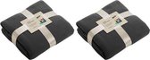 2x Fleece dekens/plaids donkergrijs 130 x 170 cm -  Woondeken - Fleecedekens