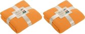 2x Couvertures polaires / plaids orange 130 x 170 cm - Couverture vivante - Couvertures polaires