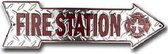 Wandbord - Fire Station -Pijl- -12x42cm-