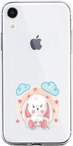 Apple Iphone XR transparant siliconen konijnen hoesje - Schattig konijntje