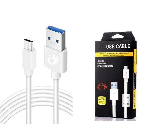 Olesit K102 TYPE-C USB-C Kabel 3 Meter Fast Charge 2.1A - Laadsnoer Oplaadkabel - Magnetische Ring - Data Sync & Transfer - Geschikt voor Android Smartphones- Wit
