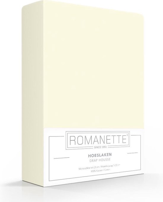 Drap housse Romanette coton - Ivoire - 1 personne (70x200 cm)