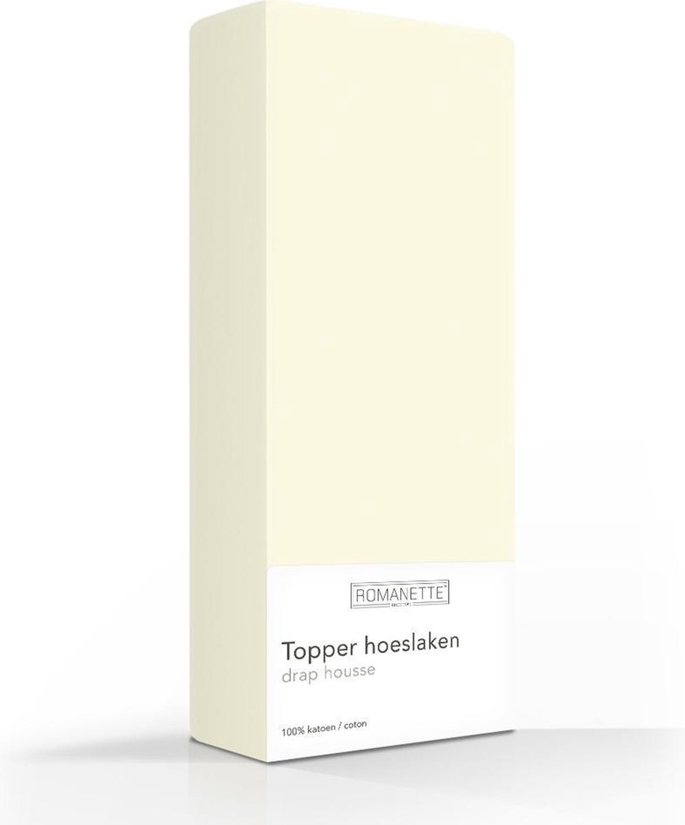 Romanette topper hoeslaken - Ivoor - Lits-jumeaux (200x200 cm)