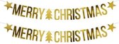 2x Merry Christmas knutsel kerst vlaggenlijnen 150 cm - Kerstversiering vlaggenlijn decoratie