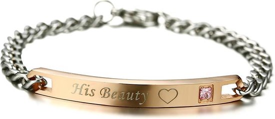 His Beauty & Her Beast Armband Set voor Hem en Haar - Valentijn Cadeautje voor Stellen - Romantische Sieraden Set - Liefdes Cadeau - TrendFox