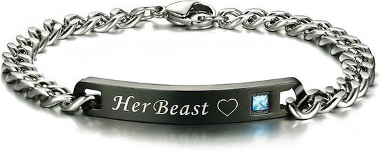 His Beauty & Her Beast Armband Set voor Hem en Haar - Valentijn Cadeautje voor Stellen - Romantische Sieraden Set - Liefdes Cadeau - TrendFox