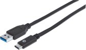 Manhattan USB-kabel USB 3.2 Gen1 (USB 3.0 / USB 3.1 Gen1) USB-A stekker, USB-C stekker 1.00 m Zwart UL gecertificeerd 3