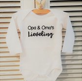 Baby Rompertje met tekst Opa en Oma’s Lieveling | Lange mouw | wit | maat 74/80 opa's oma knuffel allerliefste leukste cadeau trouwdag