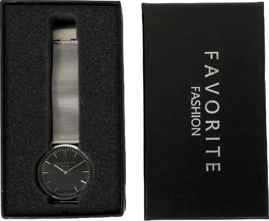 Navarra Black / Silver Mesh 2.0 Horloge | Zwart & Zilverkleurig | Mesh band | Luxe Giftset/Cadeauset