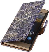 Mobieletelefoonhoesje.nl - Huawei Ascend G630 Cover Bloem Bookstyle Blauw