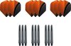 Afbeelding van het spelletje Dragon darts - Dartset - 3 sets Curve dart flights en 3 sets nylon darts shafts - 18 pcs - Oranje - darts flights