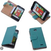 PU Leder Groen Hoesje LG L70 Book/Wallet Case/Cover