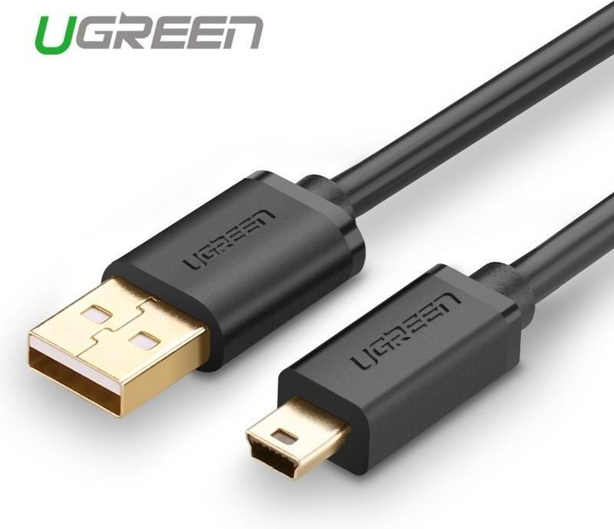 Ugreen - 5-pins - vergulde USB - mini-USB-kabel 0,5m zwart - (US132)