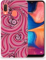 Geschikt voor Samsung Galaxy A20e TPU Hoesje Swirl Pink