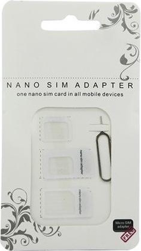 4-in-1 SIM Micro-SIM Nano-SIM-adapter incl. Pin Sleutel