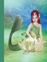 Mermaid Lotus Flower Watercolor Composition Notebook, Graph Paper
