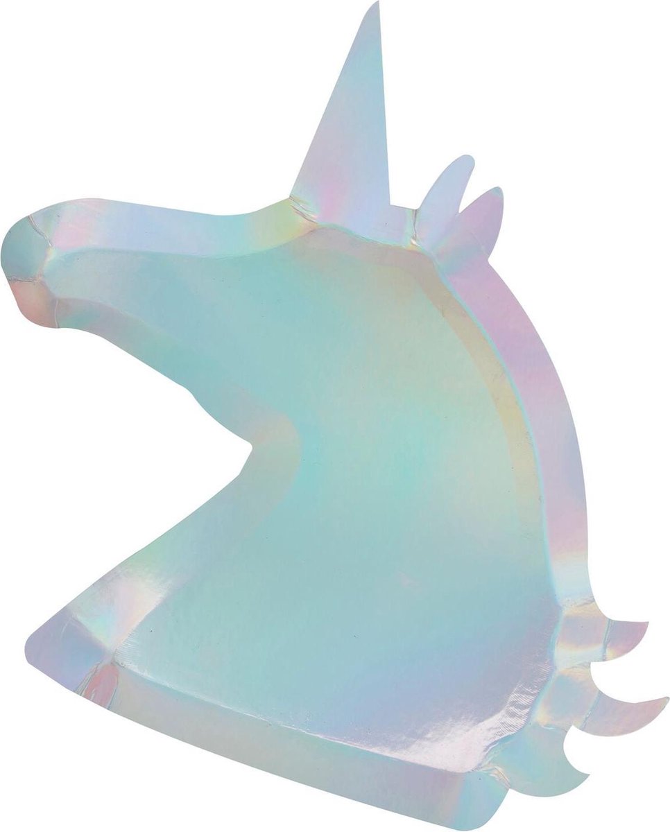Papieren Borden - Make a Wish Unicorn Holografisch (8 stuks) - Ginger Ray