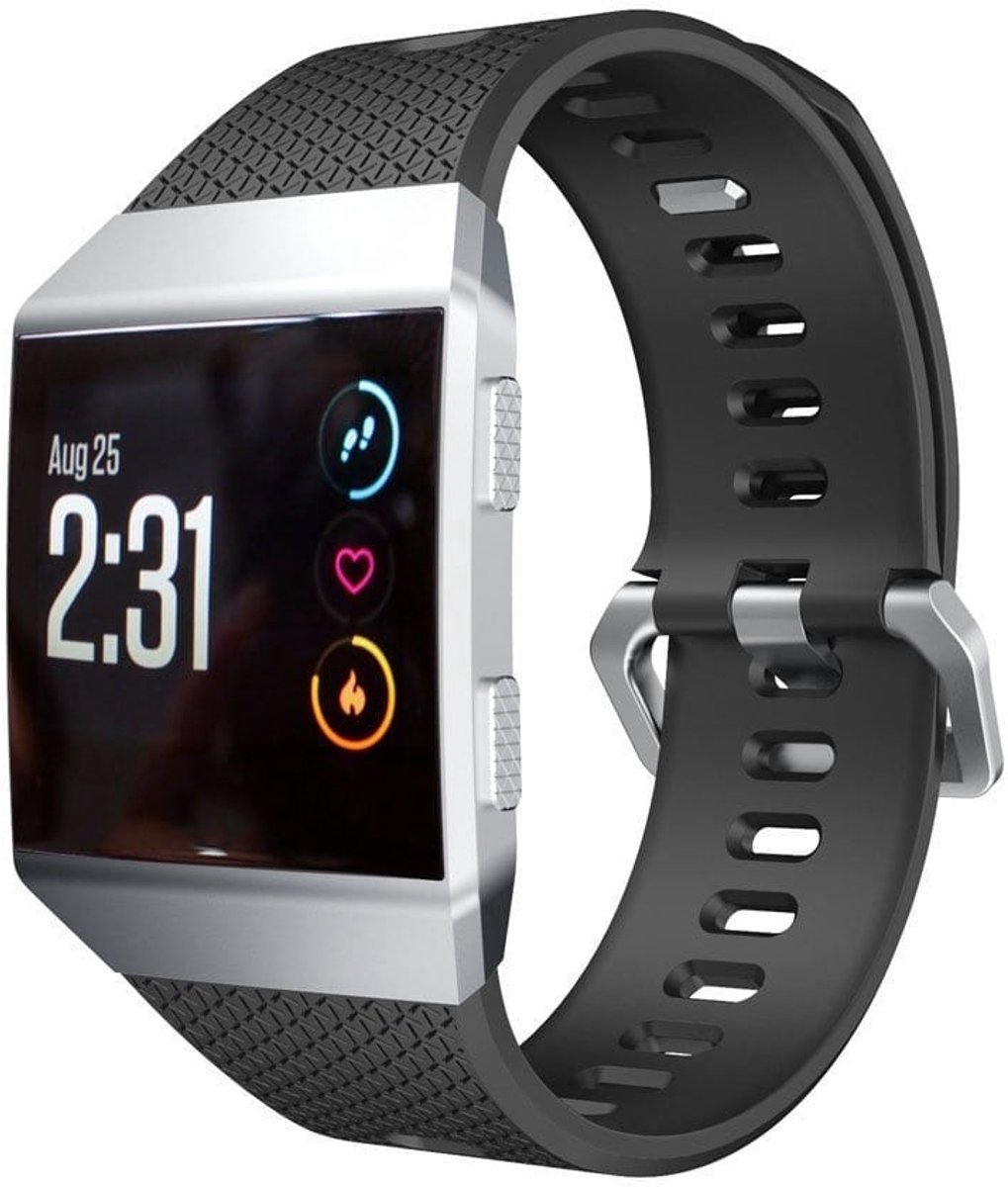 Smartwatch bandje - FitBit Ionic - zwart siliconen - verstelbaar