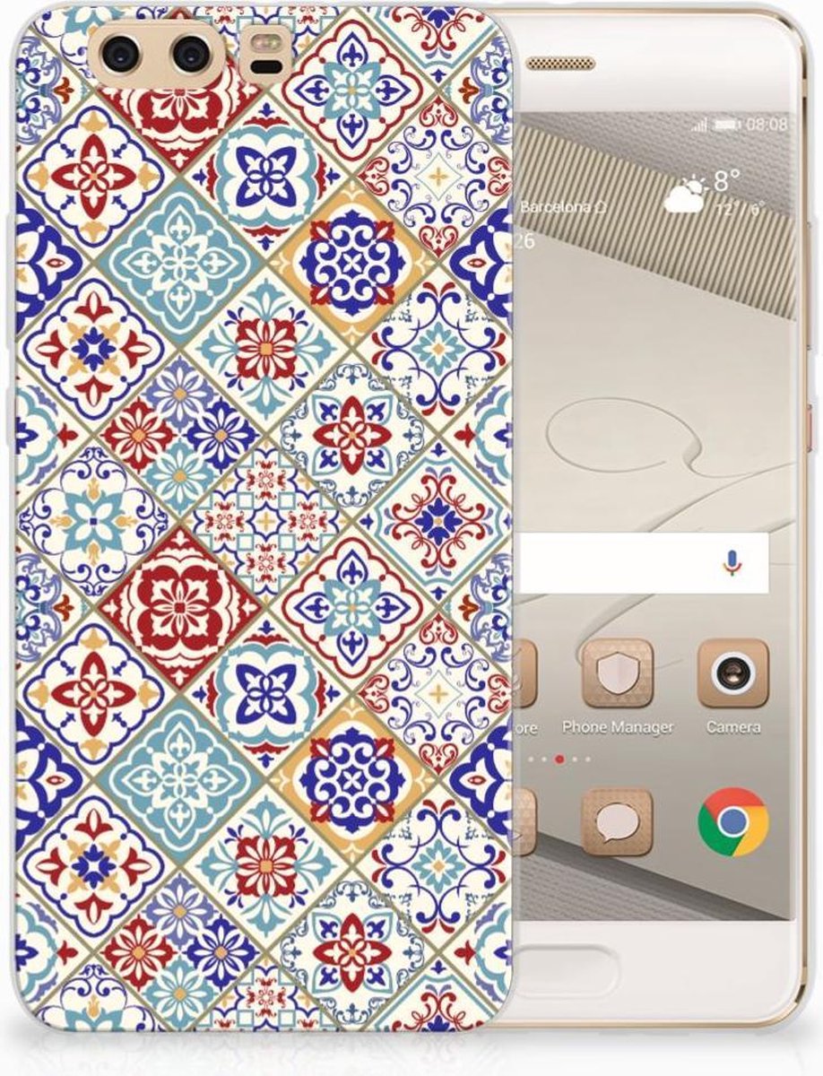 Huawei P10 Plus TPU Siliconen Hoesje Tiles Color