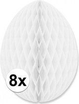 8x Décoration oeuf de Pâques blanc 20 cm - Déco Pâques / Déco Pâques