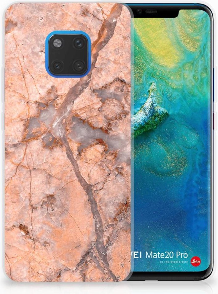 Huawei Mate 20 Pro TPU Siliconen Hoesje Marmer Oranje