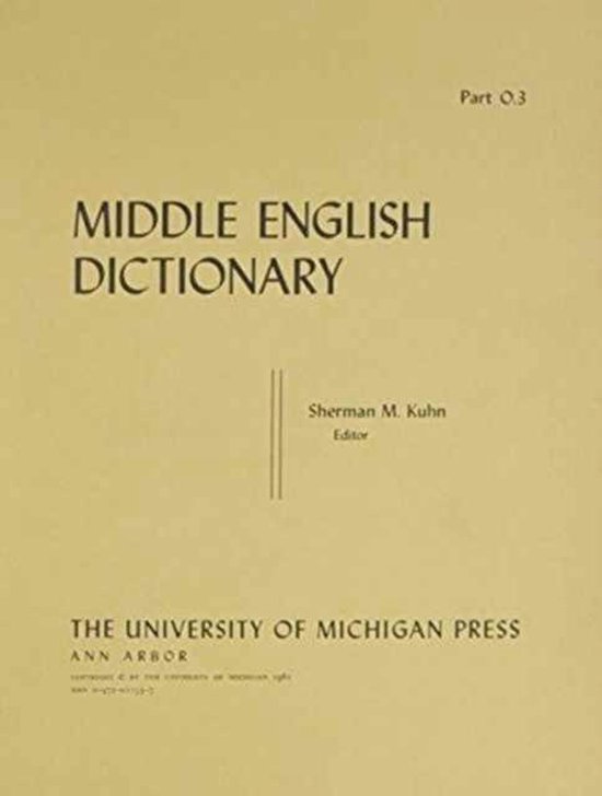 Middle English Dictionary Middle English Dictionary 9780472011537