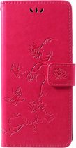 Shop4 - Samsung Galaxy A9 (2018) Hoesje - Wallet Case Vlinder Patroon Roze