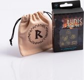 Polydice Set Runic  Black Yellow met Dice Bag Runic Biege & Black Dobbelstenenzakje Q-Workshop