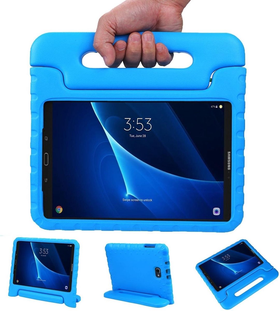 Hoes Geschikt voor Samsung Galaxy Tab A 10.5 2018 Hoes Kinder Hoesje Kids Case Cover Kidsproof - Hoesje Geschikt voor Samsung Tab A 10.5 2018 Hoesje Kinder Hoesje - Blauw - BTH